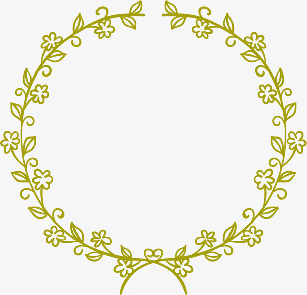 绿色春季花圈植物免抠