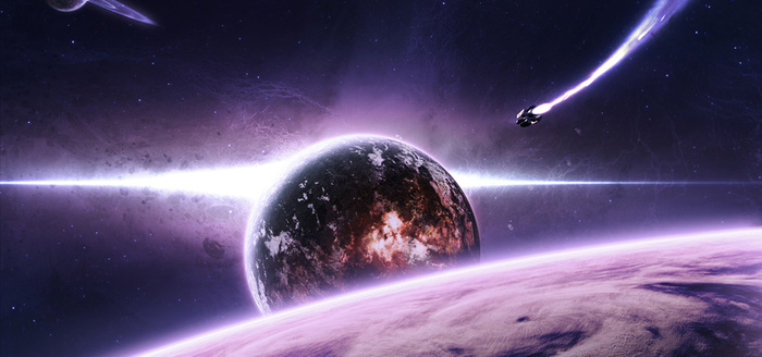 紫色科幻宇宙星空背景高清