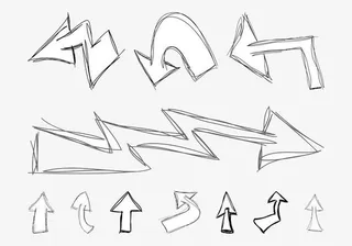 笔触感矢量手绘箭头免抠