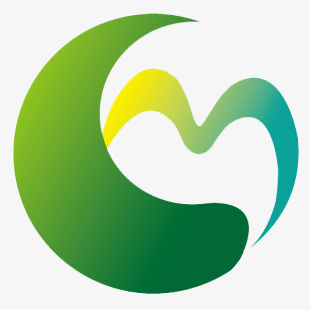 M状绿色月亮环保园林logo免抠