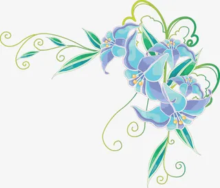 蓝色紫色花瓣装饰边框免抠