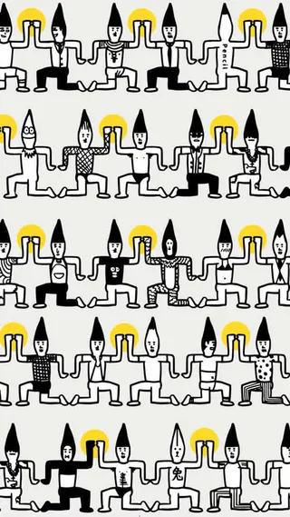 黑色卡通小人太阳免抠