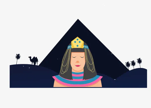 矢量女王埃及金色女神夜晚骆驼免抠