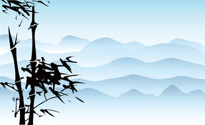 中国风山水画水彩画高清