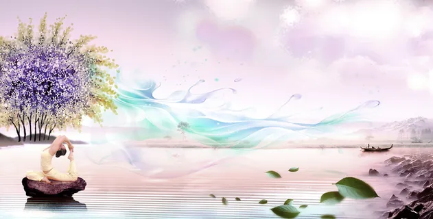 唯美意境美女瑜伽背景高清