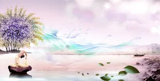 唯美意境美女瑜伽背景高清