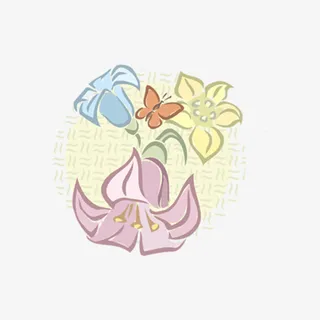 手绘百合花免抠