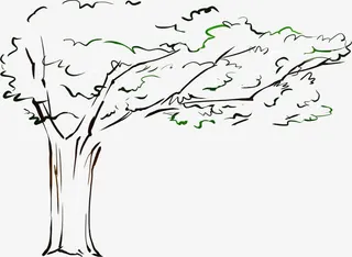 春天手绘大树边框免抠