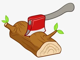 木头和斧头手绘免抠