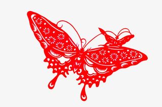 剪纸蝴蝶免抠