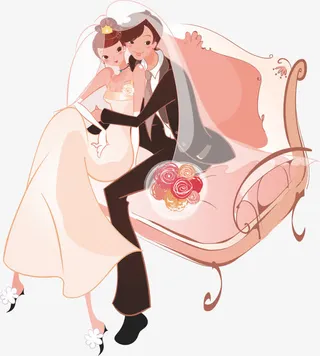 拍婚纱照的新郎新娘免抠