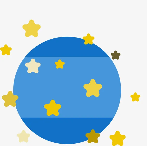 蓝色月球星星图案免抠