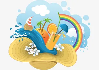 夏日缤纷图案免抠