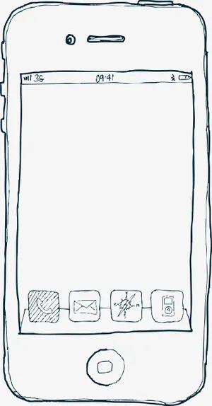 一部智能手机素描画免抠