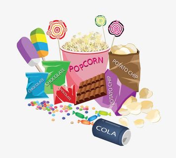 散落的零食免抠