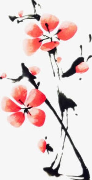 水墨樱花免抠