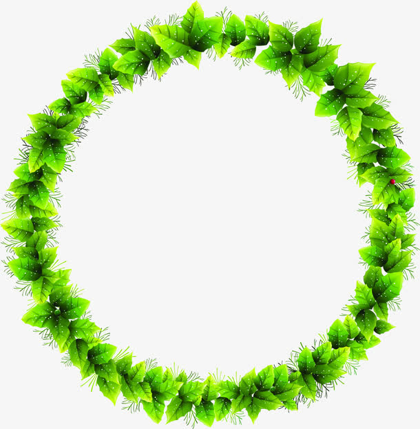 春天绿叶圆形花环免抠装饰植物元素