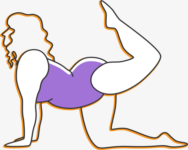 紫色线条瑜伽女孩免抠
