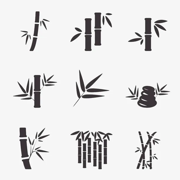 手绘黑色竹节免抠