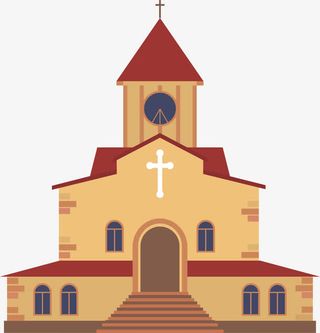 咖啡色卡通教堂免抠