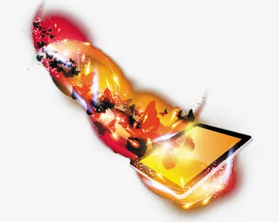 橙色iPad光效免抠