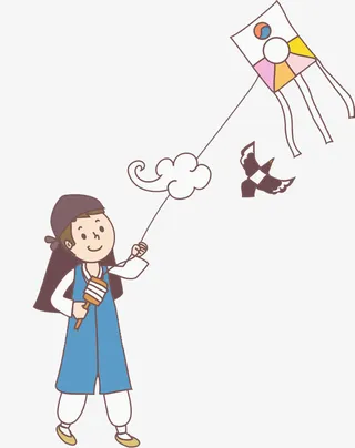 放风筝的女孩免抠