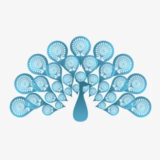 蓝色孔雀开屏矢量图免抠