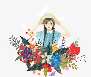 38女神节卡通小清新女神设计免抠