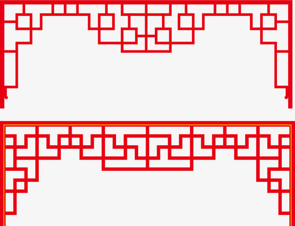 中式边框矢量线框图免抠