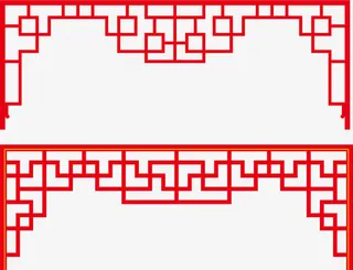 中式边框矢量线框图免抠
