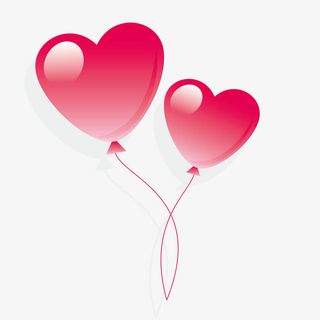手绘卡通红色心形气球免抠