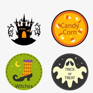 圆形万圣节贴纸免抠