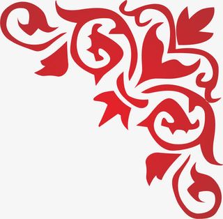 红色边角角花免抠