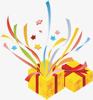 扁平风格创意合成礼盒包装彩条免抠