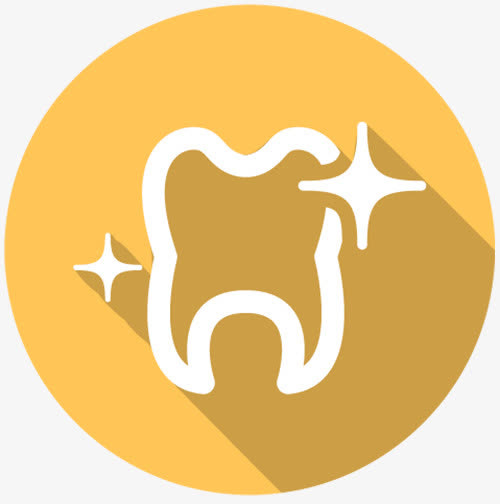 圆形黄色闪亮齿科标志免抠