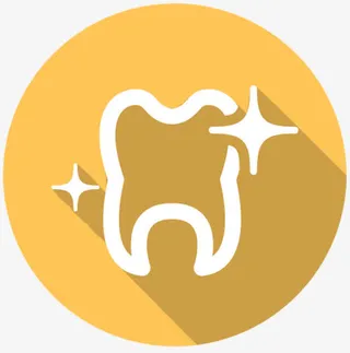 圆形黄色闪亮齿科标志免抠