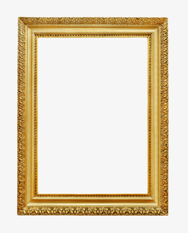 金色雕刻纹理的框架实物免抠