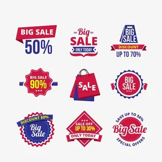 粉色促销标签免抠