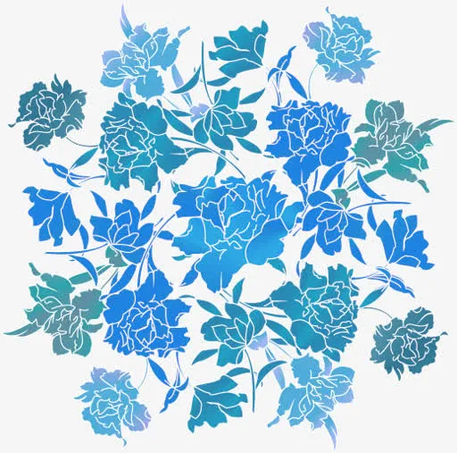 蓝色花底纹免抠