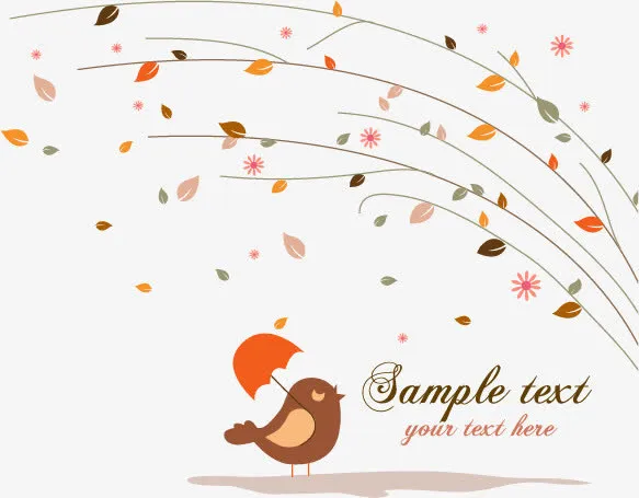 卡通树枝彩叶效果免抠