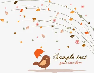 卡通树枝彩叶效果免抠