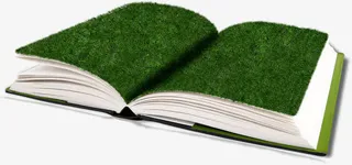 春季手绘草地书籍免抠