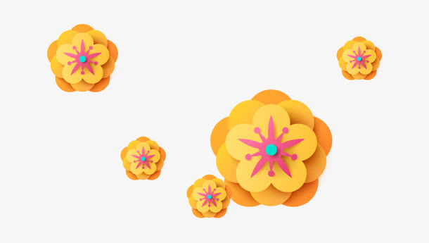 3D立体装饰花朵免抠