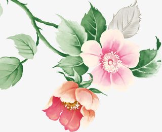 浪漫唯美春天水彩花朵盛开免抠