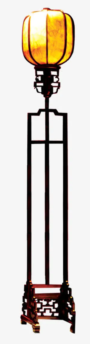 黄色木质宫灯素材免抠