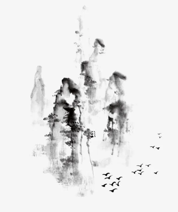 中国风山水水墨免抠