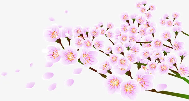 粉色精美手绘花朵春天免抠