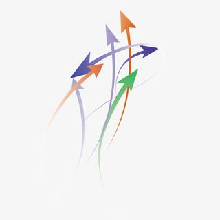 矢量彩色线条上升曲线箭头免抠