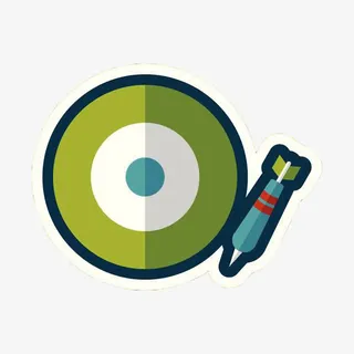 手绘绿色扁平靶盘免抠