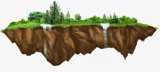 手绘卡通山峰草地免抠